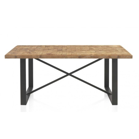 Mesa color natural. Tablero dmf chapado en madera de abeto. 182X90X75h