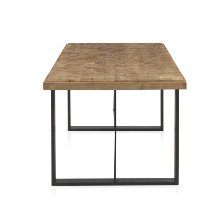 Mesa color natural. Tablero dmf chapado en madera de abeto. 182X90X75h