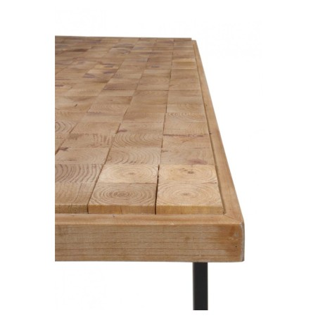 Mesa color natural. Tablero dmf chapado en madera de abeto. 182X90X75h