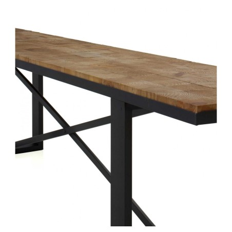 Banco color natural. Tablero dmf chapado en madera de abeto. 175X35X46h