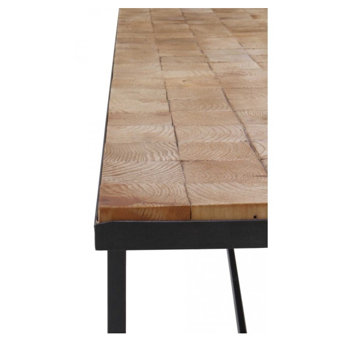 Banco color natural. Tablero dmf chapado en madera de abeto. 175X35X46h