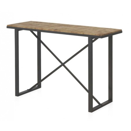 Consola color natural. Tablero dmf chapado en madera de abeto. 120X42X80h