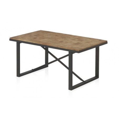 Mesa centro color natural. Tablero dmf chapado en madera de abeto. 100X57X46h