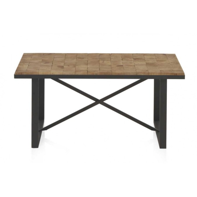 Mesa centro color natural. Tablero dmf chapado en madera de abeto. 100X57X46h