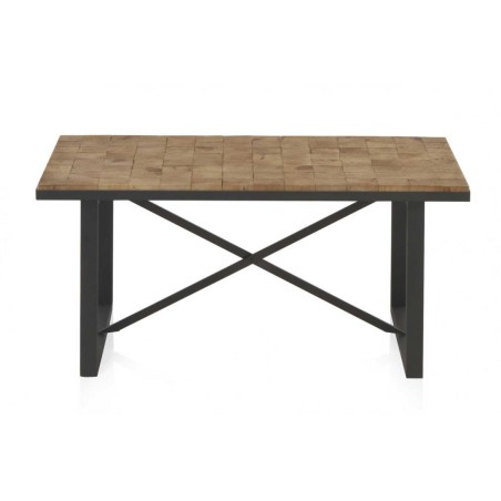 Mesa centro color natural. Tablero dmf chapado en madera de abeto. 100X57X46h