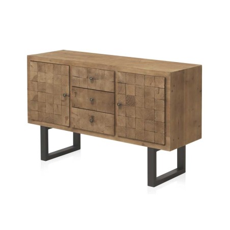 Comoda color natural. Tablero dmf chapado en madera de abeto. 122X42X78h