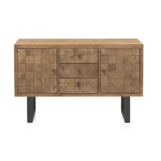 Comoda color natural. Tablero dmf chapado en madera de abeto. 122X42X78h