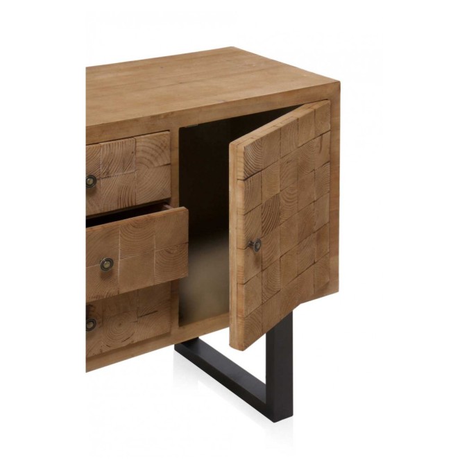 Comoda color natural. Tablero dmf chapado en madera de abeto. 122X42X78h