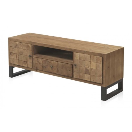 Mueble tv color natural. Tablero dmf chapado en madera de abeto. 140X40X50h