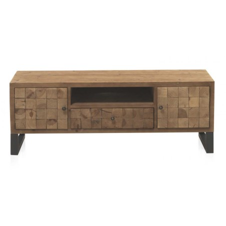 Mueble tv color natural. Tablero dmf chapado en madera de abeto. 140X40X50h