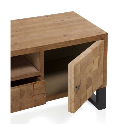 Mueble tv color natural. Tablero dmf chapado en madera de abeto. 140X40X50h