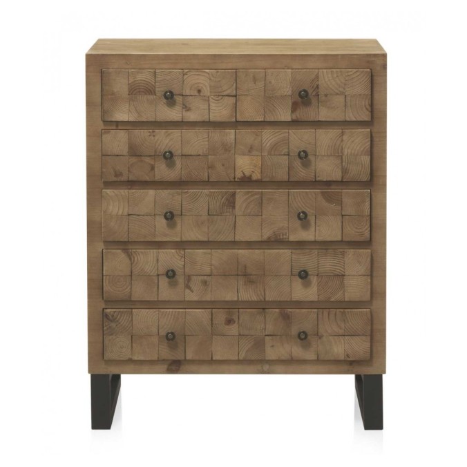 Comoda color natural. Tablero dmf chapado en madera de abeto. 78X42X100h