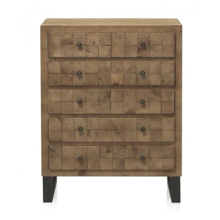 Comoda color natural. Tablero dmf chapado en madera de abeto. 78X42X100h