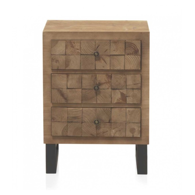 Mesitas color natural. Tablero dmf chapado en madera de abeto. 51.5X37X70h