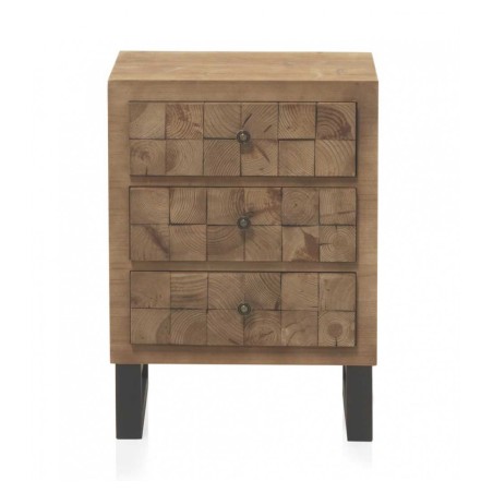 Mesitas color natural. Tablero dmf chapado en madera de abeto. 51.5X37X70h