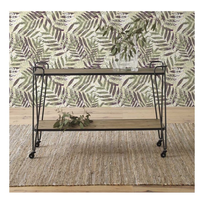 Consola color natural. Madera de abeto y hierro. 123X36X84h