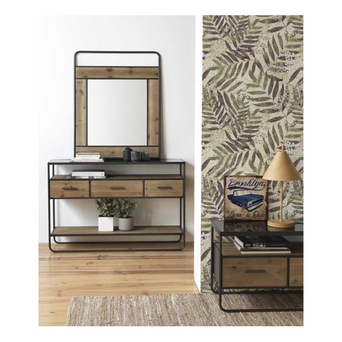 Espejos color natural. Madera de abeto y hierro. 80X5X100h