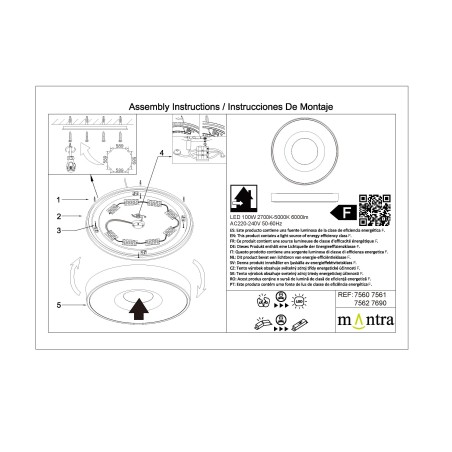 Plafón LED 100W 2700K-5000K Control Remoto serie COIN REDONDO Arena - 65x7h