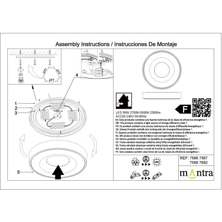 Plafón LED 56W 2700K-5000K Control Remoto serie COIN REDONDO Arena - 38x6.8h