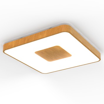 Plafón LED 100W 2700K-5000K Control Remoto serie COIN CUADRADO Madera - 54x54x7h