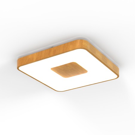 Plafón LED 80W 2700K-5000K Control Remoto serie COIN CUADRADO Madera - 44x44x7h