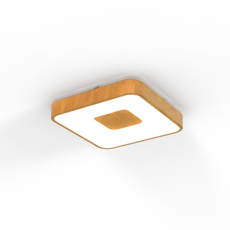 Plafón LED 56W 2700K-5000K Control Remoto serie COIN CUADRADO Madera - 34x34x7h