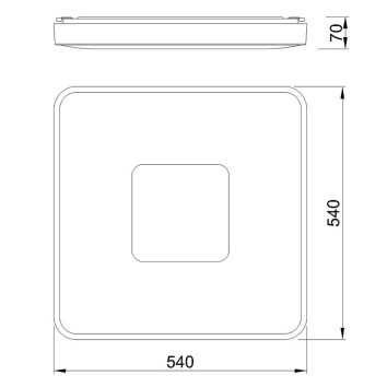 Plafón LED 100W 2700K-5000K Control Remoto serie COIN CUADRADO Oro - 54x54x7h 2