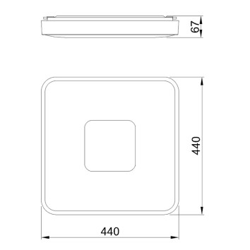 Plafón LED 80W 2700K-5000K Control Remoto serie COIN CUADRADO Oro - 44x44x7h 2