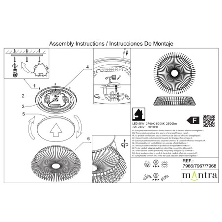 Plafón LED 56W 3000K serie HIMALAYA CEILING Negro - 53x13h