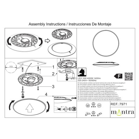 Plafón LED 16W 4000K serie SLIM Blanco - 25x5.5h