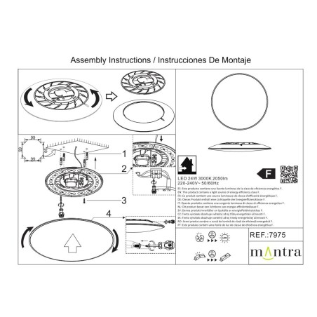 Plafón LED 24W 3000K serie SLIM Blanco - 37x6h