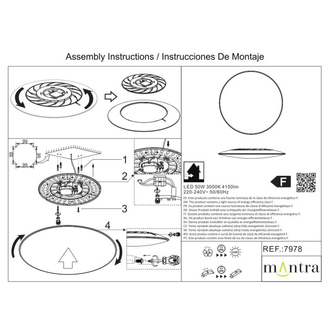 Plafón LED 50W 3000K serie SLIM Blanco - 46x7.5h