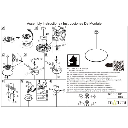 Lámpara LED 50W 4000K serie SLIM Blanco - 46x20-150h