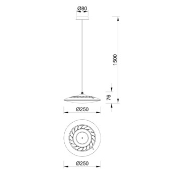 Lámpara LED 16W 3000K serie SLIM Negro - 25x20-150h 2