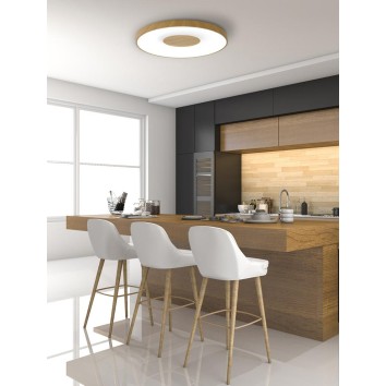 Plafón LED 100W 2700K-5000K Control Remoto serie COIN REDONDO Madera - 65x7h 2