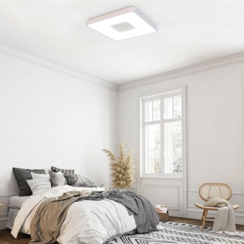 Plafón LED 56W 2700K-5000K Control Remoto serie COIN CUADRADO Blanco - 34x34x7h 2