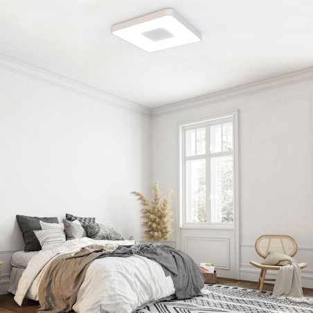 Plafón LED 56W 2700K-5000K Control Remoto serie COIN CUADRADO Blanco - 34x34x7h