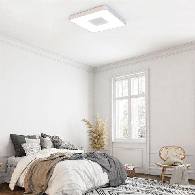 Plafón LED 80W 2700K-5000K Control Remoto serie COIN CUADRADO Blanco - 44x44x7h