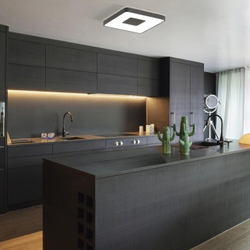 Plafón LED 80W 2700K-5000K Control Remoto serie COIN CUADRADO Negro - 44x44x7h 2
