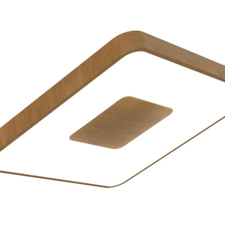 Plafón LED 56W 2700K-5000K Control Remoto serie COIN CUADRADO Madera - 34x34x7h