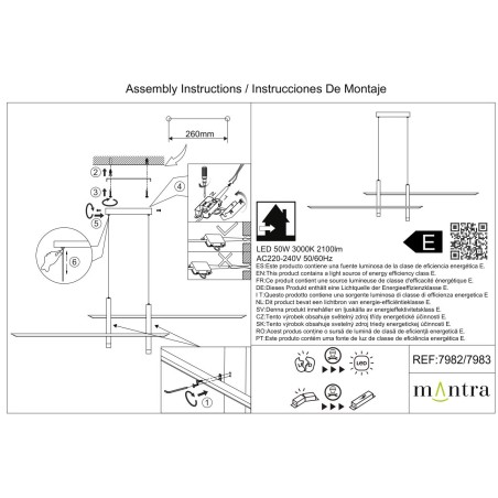 Lámpara LED 50W 3000K serie ESPARTA Blanco+Oro - 151x7x150h