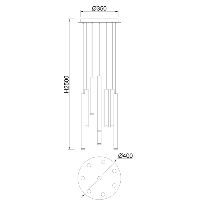 Lámpara LED  48W 3000K serie CALA Blanco+Negro+Oro+Corten - 40x250h