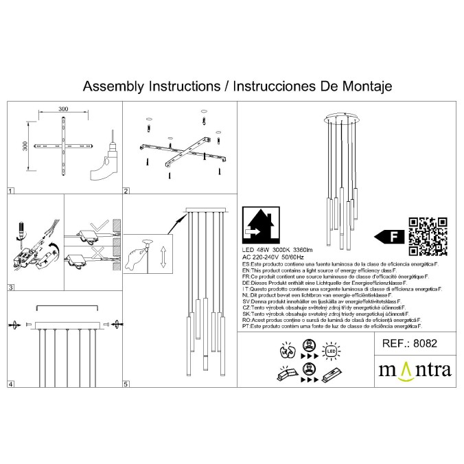 Lámpara LED  48W 3000K serie CALA Blanco+Negro+Oro+Corten - 40x250h