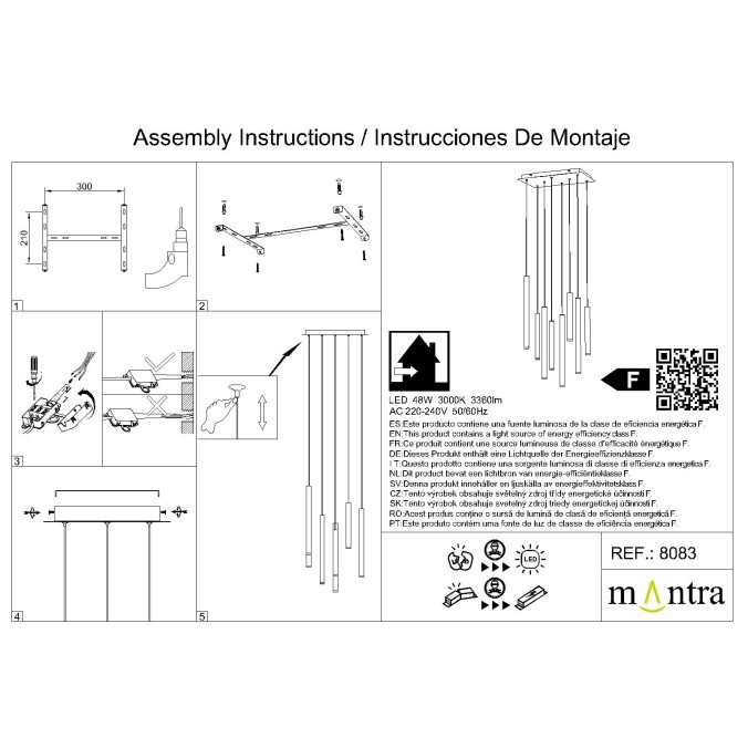 Lámpara LED  48W 3000K serie CALA Blanco+Negro+Oro+Corten - 50x30x250h