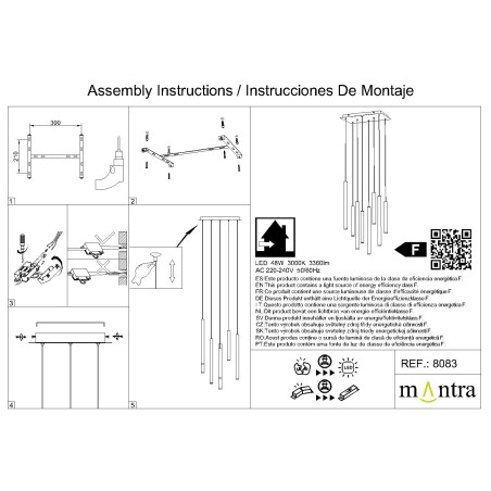 Lámpara LED  48W 3000K serie CALA Blanco+Negro+Oro+Corten - 50x30x250h