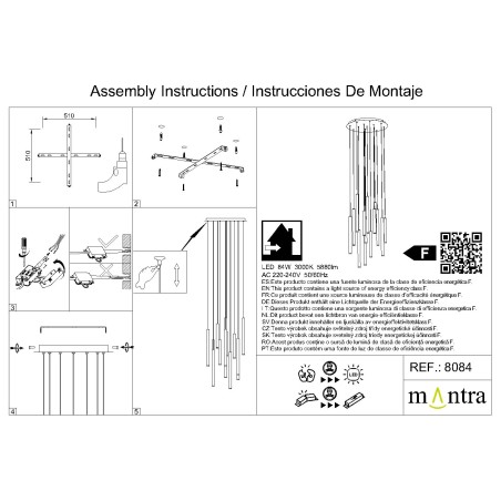 Lámpara LED  84W 3000K serie CALA Blanco+Negro+Oro+Corten - 60x250h