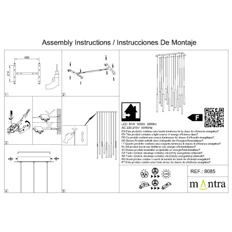 Lámpara LED  84W 3000K serie CALA Blanco+Negro+Oro+Corten - 90x30x250h