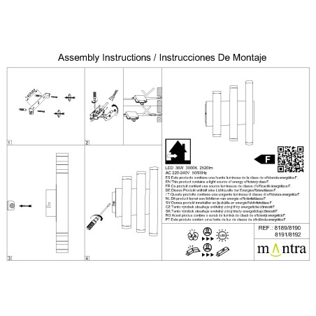 Aplique LED 36W 3000K serie CALA Oro - 28x6.6x30h