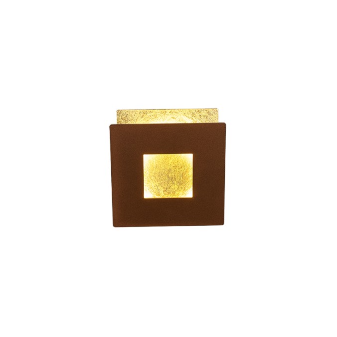 Aplique LED 12W 3000K serie DALIA Corten +Oro - 14x14x6.3h