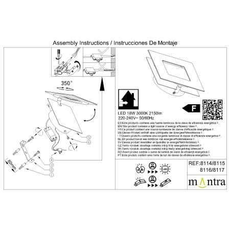 Aplique LED 18W 3000K serie DALIA Corten +Oro - 18x18x6.3h